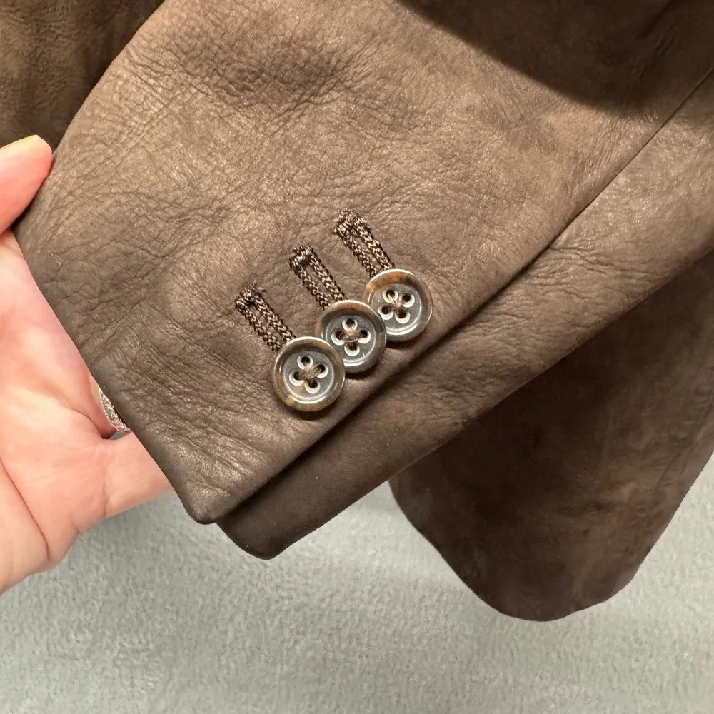 Vintage Banana Republic Nubuck Leather Blazer Mens 42R Brown Classic Jacket
